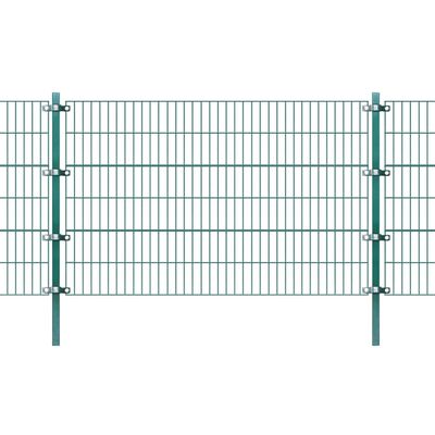 vidaXL Fence Panel with Posts Powder-coated Iron 6x1.2 m Green