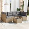 vidaXL 7 Piece Garden Sofa Set with Cushions Beige Poly Rattan