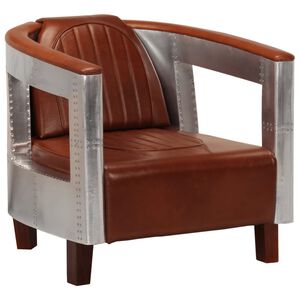 vidaXL Aviator Armchair Brown Real Leather