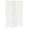 vidaXL Room Divider 3 Panels White Solid Wood Paulownia