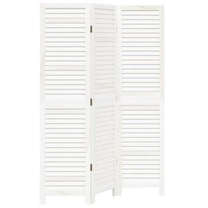 vidaXL Room Divider 3 Panels Retro White Solid Wood Paulownia