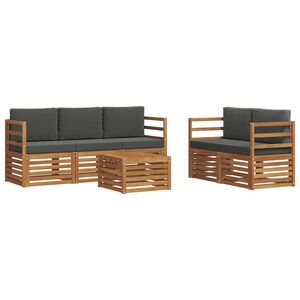 vidaXL Sofa Sets 6 pcs Natural and Anthracite Solid Acacia Wood