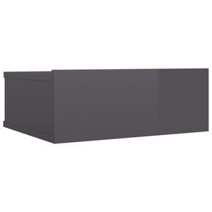 vidaXL Floating Nightstand | High gloss grey | Engineered wood | Compact