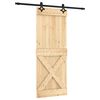 vidaXL Sliding Door Natural and Black 80 x 210 cm Solid Pine Wood
