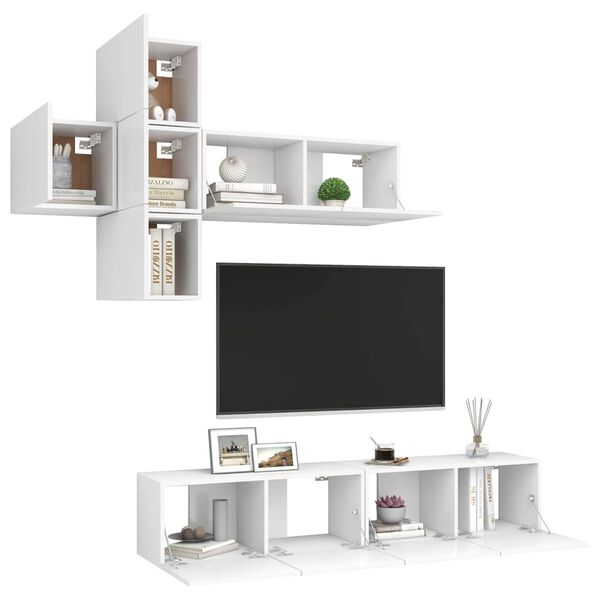 vidaXL 7 Piece TV Cabinet Set White Engineered Wood