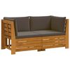 vidaXL 2 pcs Outdoor Sofa Set Solid Acacia Wood Brown