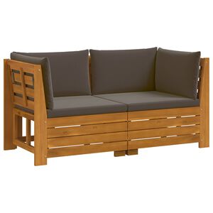 vidaXL 2 pcs Outdoor Sofa Set Solid Acacia Wood Brown