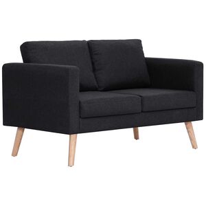 vidaXL 2-Seater Sofa Fabric Black