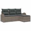 vidaXL Sofa Set with Cushion with Storage 4 pcs Grey Poly Rattan