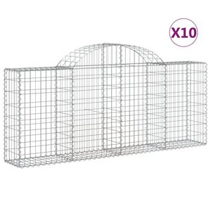 vidaXL Arched Gabion Baskets 10 pcs 200x30x80/100 cm Galvanised Iron