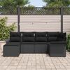 vidaXL Garden Sofa Set with Cushion 6 pcs Black Poly Rattan
