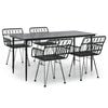 vidaXL 5 Piece Garden Dining Set Black Poly Rattan