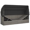 vidaXL Outdoor Lounge Bed with Roof and Cushions Grey Poly Rattan