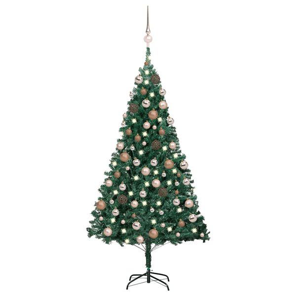 vidaXL Artificial Pre-lit Christmas Tree with Ball Set Green 120 cm PVC