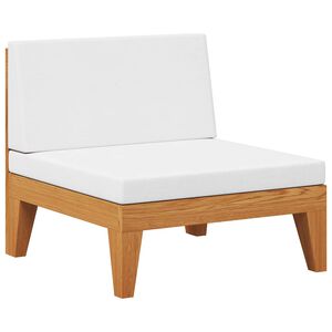 vidaXL Sectional Middle Sofa & Cream White Cushions Solid Acacia Wood