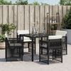 vidaXL Garden Chairs with Cushions 4 pcs Black Poly Rattan