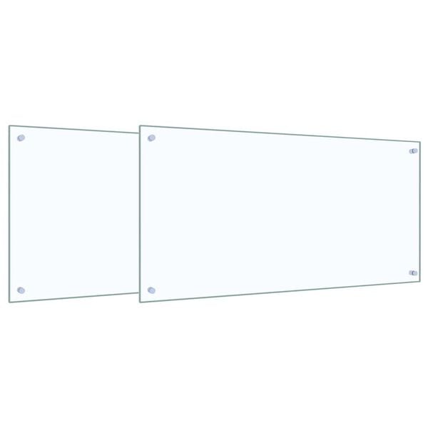 vidaXL Kitchen Backsplash 2 pcs Transparent 100 x 50 cm Tempered Glass