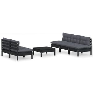vidaXL 6 Piece Garden Lounge Set with Anthracite Cushions Pinewood