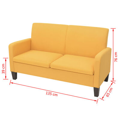 vidaXL 2-Seater Sofa 135x65x76 cm Yellow