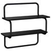 vidaXL 2-Tier Wall Shelf Black Oak 80 x 24.5 x 61 cm Engineered Wood