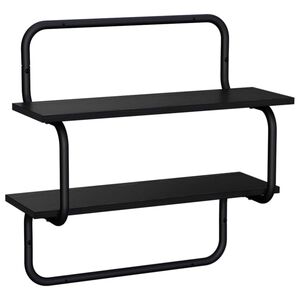 vidaXL 2-Tier Wall Shelf Black Oak 80 x 24.5 x 61 cm Engineered Wood