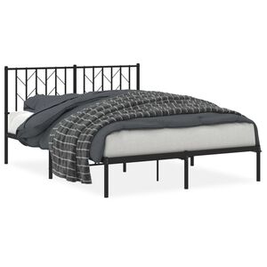 vidaXL Metal Bed Frame without Mattress with Headboard Black 135x190cm