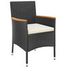 vidaXL 5 Piece Garden Bistro Set with Cushions Black Poly Rattan