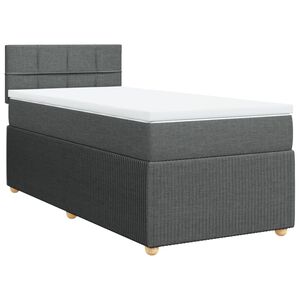 vidaXL Box Spring Bed with Mattress Dark Grey King Single Fabric