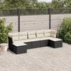 vidaXL 7 Piece Garden Sofa Set with Cushions Black Poly Rattan