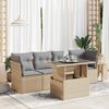 vidaXL 5 Piece Garden Sofa Set with Cushions Beige Poly Rattan