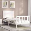 vidaXL Bed Frame without Mattress White Single Solid Wood Pine
