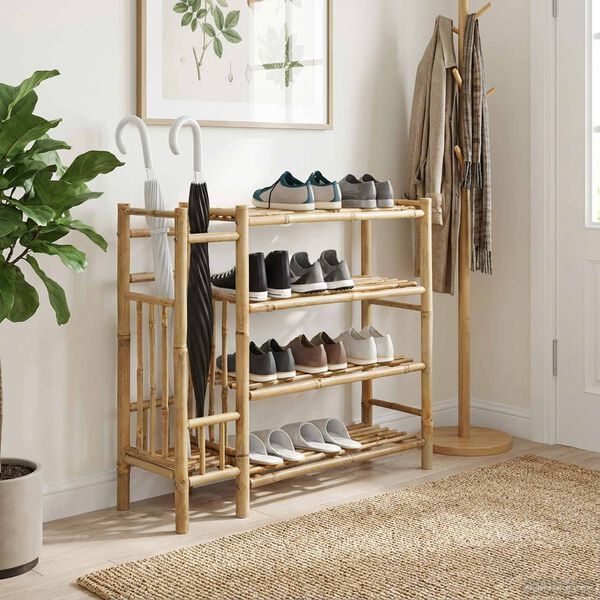 vidaXL Shoe Rack with Shelf Natural 88 x 27 x 80 cm Bamboo
