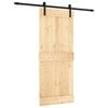 vidaXL Sliding Door Natural and Black 85 x 210 cm Solid Pine Wood