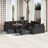 vidaXL Garden Sofa Set Height-Adjustable 13 pcs Black Poly Rattan