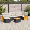 vidaXL 7 Piece Garden Sofa Set with Cushions Black Poly Rattan