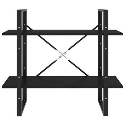 vidaXL 2-Tier Book Cabinet Black 80x30x70 cm Solid Pine Wood