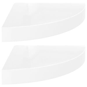 vidaXL Floating Corner Shelves 2 pcs High Gloss White 25x25x3.8 cm MDF