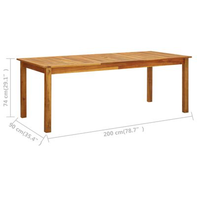 vidaXL Garden Table 200x90x74 cm Solid Acacia Wood