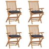 vidaXL Folding Chairs with Anthracite Cushions 4 pcs Solid Teak Wood