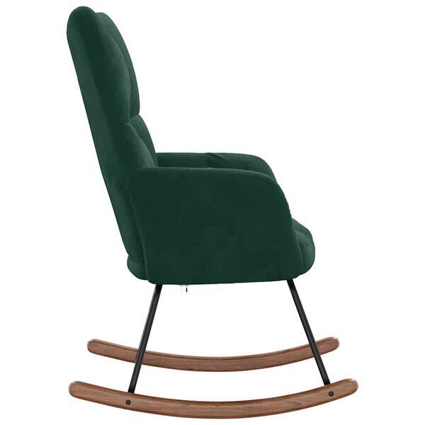 vidaXL Rocking Chair Dark Green Velvet