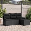 vidaXL Garden Sofa Set with Cushion 4 pcs Black Poly rattan