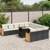 vidaXL 11 Piece Garden Sofa Set with Cushions Black Poly Rattan