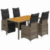 vidaXL 5 Piece Garden Bistro Set with Cushions Grey Poly Rattan
