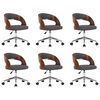 vidaXL Swivel Dining Chairs 6 pcs Grey Bent Wood and Fabric