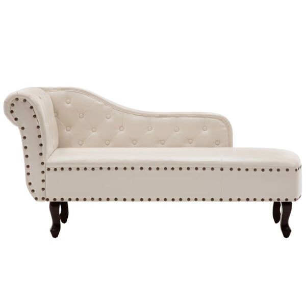 vidaXL Chaise Longue Cream White Faux Leather