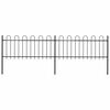 vidaXL Garden Fence with Hoop Top Steel 337x80 cm Black