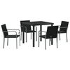 vidaXL Garden Dining Set 5 pcs Black and Grey PE Rattan