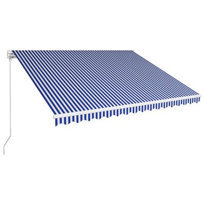 vidaXL Manual Retractable Awning 400x300 cm Blue and White