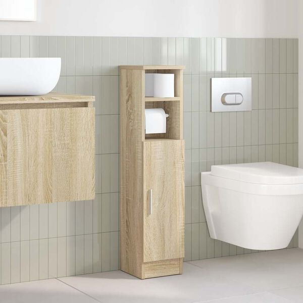 vidaXL Bathroom Cabinet with Roll Holder Sonoma Oak 20.5x22x90 cm