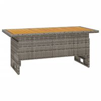 vidaXL Garden Table Grey 100x50x43/63 cm Solid Wood Acacia&Poly Rattan